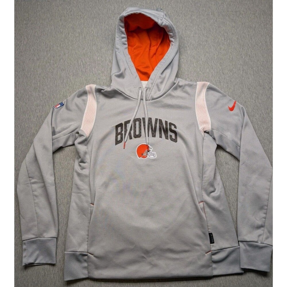 Nike Hoodie Mens Small Gray Pullover Cleveland Browns Football OnField Thermal